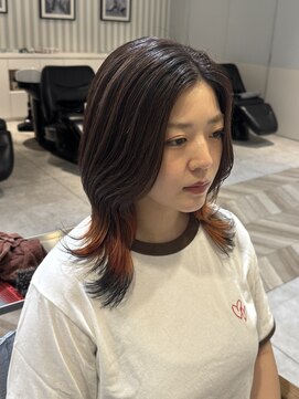 ニューヨークニューヨーク 阪急高槻店(NYNY) ミディアムウルフブリーチデザインカラー