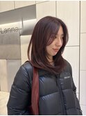 柔らかレッドブラウン×顔まわりレイヤー