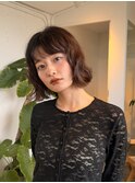 ウェーブパーマ大人ボブ白金台目黒