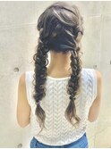 イベントやお出かけに◎ // ☆ ふわふわ編み込みツインテール ☆