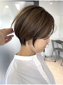 くびれショートボブ40代50代グレイカラー白髪染め白髪ぼかし