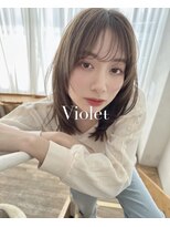 ナチュラルウルフレイヤーアッシュブラウンシースルーバング