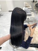 ブルーブラック　艶暗髪