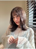 小顔前髪顔まわりレイヤー×グレージュカラー デザインカラー