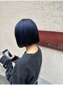 ブルーブラック/ボブスタイル/ケラコラトリートメント/ブリーチ
