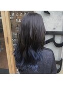 BERRY＿くすみブルー＿デジタルパーマ＿ミニウルフ_10代20代30代