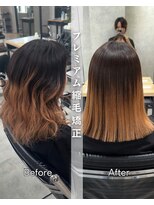 サクラ オモテサンドウ(SAKURA)&nbsp;プレミアム縮毛矯正/暗めカラー/グランマッシュ/デザインカラー