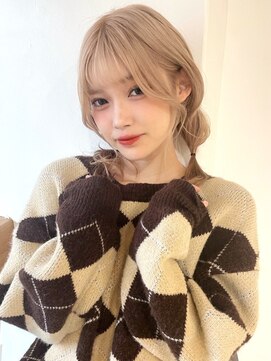 アモレット 天文館店(amoretto) ハイトーンベージュ ブリーチ 顔周りカット 前髪カット