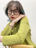 ローウェ 渋谷(Louwe)&nbsp;グラデハイライトくすみブルーAラインボブ/かきあげ[渋谷][渋谷]