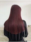 ワインレッド/20代レディース韓国艶髪スタイル髪質改善ブリーチ