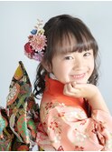 七五三7歳振袖編み下ろしサイドヘアアレンジ/卒業式袴/代々木