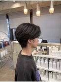 フェザーパーマ風センターパート