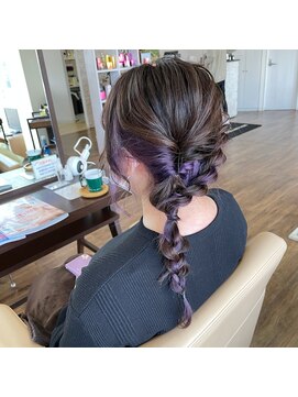 ジッピー ヘアーコレクション インナーカラー バイカラー パープルアッシュ ヘアアレンジ