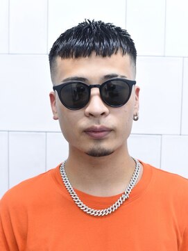 メリケンバーバーショップ コウベ(MERICAN BARBERSHOP KOBE) 七三オールバックツイストパーマかき上げヘアコンマヘアd5