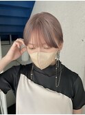 切りっぱなしボブグレージュボブミルクティーベージュボブ