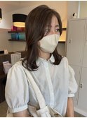 透明感アッシュベージュ×ミディアム