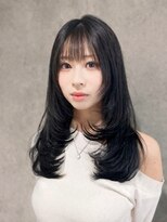 エアー 青山(AIR)&nbsp;黒髪ブルーブラックレイヤーカット前髪あり