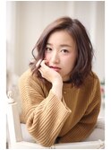 顎下レングス巻き髪ヘア○