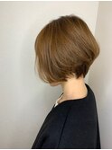 ミニボブ_マロンベージュ Aラインボブ かきあげ