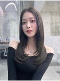 美髪韓国レイヤーイメチェン似合わせワイドバングロングレイヤー