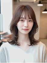ケシキ 表参道 原宿(kesiki.)&nbsp;ミディアムレイヤー顔周りカットハッシュカットワンホンレイヤー