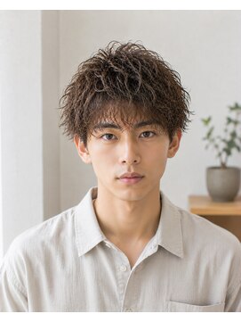 メンズバグズ(MEN's Baguz) 黒髪マッシュ無造作カール束感ニュアンスパーマ