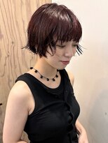ナヌーク シブヤ(nanuk shibuya)&nbsp;深みレッドカラーゆるめニュアンスミニボブパーマヘア