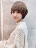 前髪厚めバングのマニッシュショート/20代/30代/40代/ハイライト