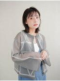 ミディアムヘア/斜めバング/グレージュカラー/甲府駅