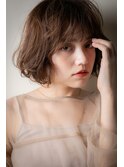 マロンベージュ細めハイライト抜け感ボブパーマv上尾30代40代