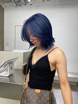 ステン(sten) ブルーアッシュ/ブルーブラック/外ハネボブ/切りっぱなしボブ