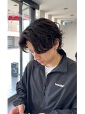 メンズ、ミディアムパーマ
