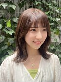 [伸ばしかけの方にも！]ミディアム/顔まわりカット/透明感カラー