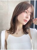 面長ミディアムレイヤー ベージュブラウン M20260628
