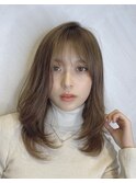 【津賀　涼】ショートグレージュカラーボブウルフココアベージュ
