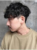 スペインカールツーブロックツイストスパイラルパーマ黒髪束感