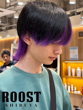 ルースト 渋谷店(ROOST) インナーカラー【ブラック×パープル】
