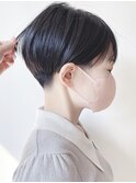 【morio 原宿】黒髪刈り上げマッシュショート　耳かけ