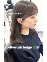 ガーランドウメダ(Garland umeda)&nbsp;顔周りカット＿オリーブアッシュベージュ＿　担当　垣内　9060