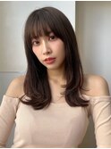 オリーブベージュ小顔レイヤー王道レイヤー