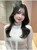 くびれ巻き　韓国　レイヤーカット　オリーブグレージュ