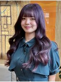 ラベンダーカラー ロングヘア 透明感 韓国風