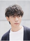 原宿ツイストスパイラルパーマメンズカットセンターパート30代