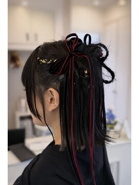 ヘアー ラウンジ シエル(Hair Lounge le Ciel) 【卒業式アレンジ】ハーフツイン×リボンアレンジ