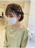 ショートボブでも出来るハーフツイン