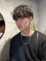 メンズ無造作ニュアンスマッシュカットパーマ（表参道原宿）