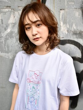 ブゾン(buZon) シースルーバング×毛先カールミディ