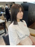 ミディアムスタイル！アッシュグレー透明感カラー◎