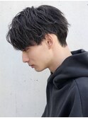 ソフトツイスト束感ショートマッシュアップバングツーブロック