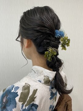 ヘアーガーデンミルクティー 新潟大学前店(Hair garden Milk tea) 編みおろし×浴衣着付け